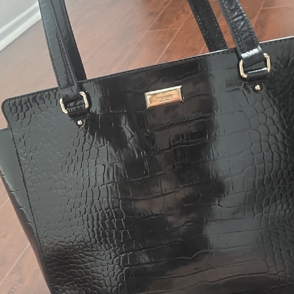 Kate Spade Black Croc-Embossed Tote